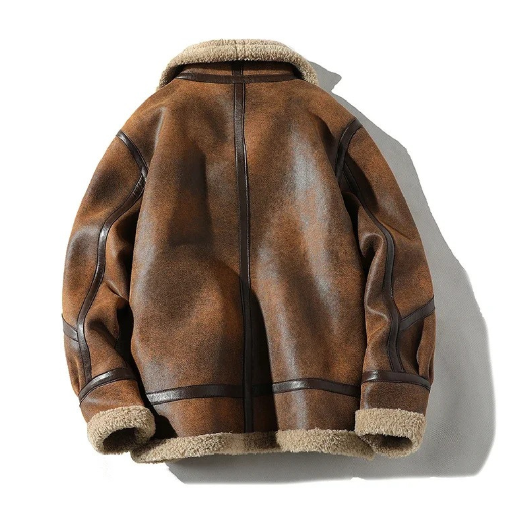 Aviator Leather Jacket with Fur Lining